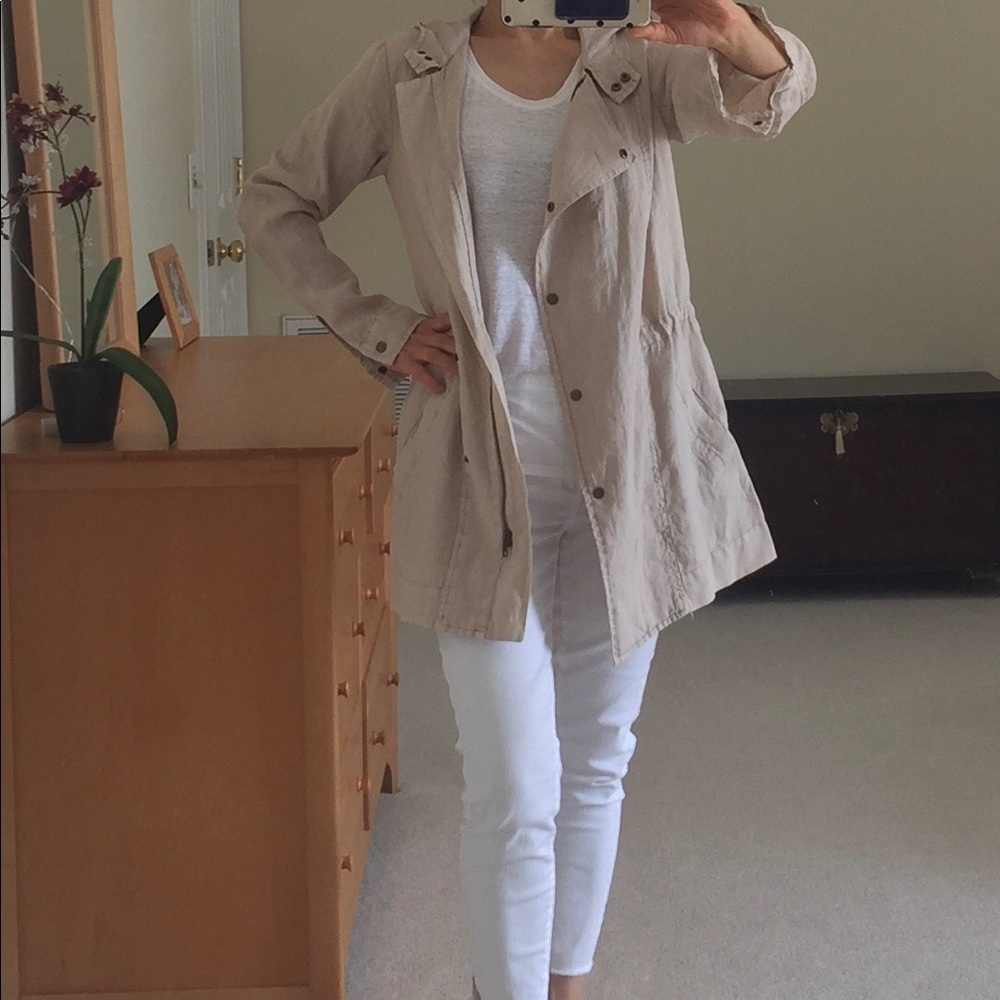 NWOT Michael Stars Linen Hooded Jacket Coat XS - Picture 3 of 16